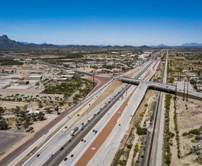 Aerial view of freeway