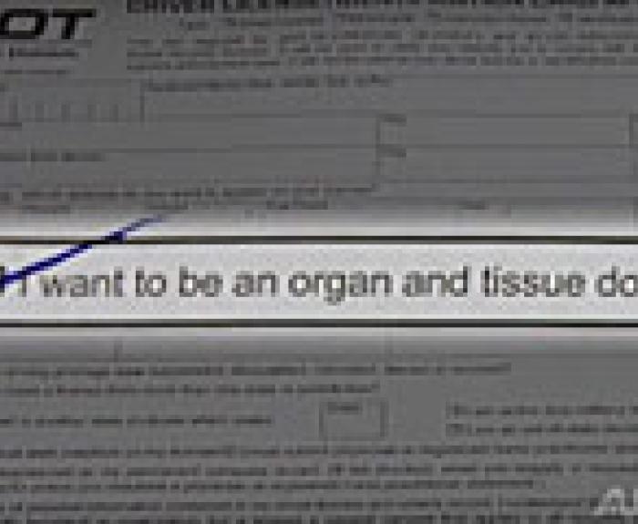 Graphic showing form with organ donation option checked