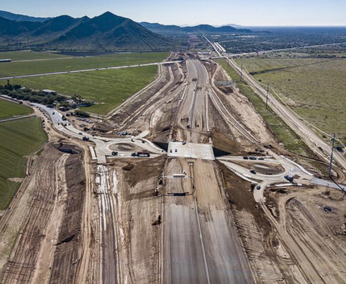 South Mountain Freeway interchange under construction