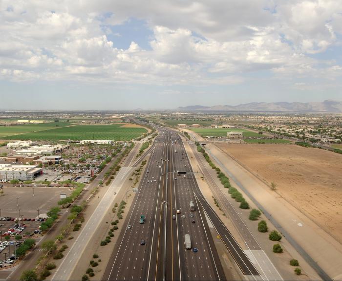 Aerial view of Phoenix-area freeway