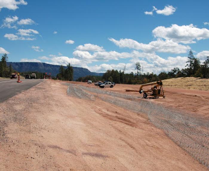 Construction equipment in State Route 260 work zone