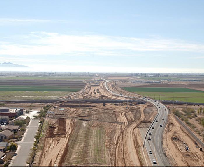 Aerial view of freeway bypass