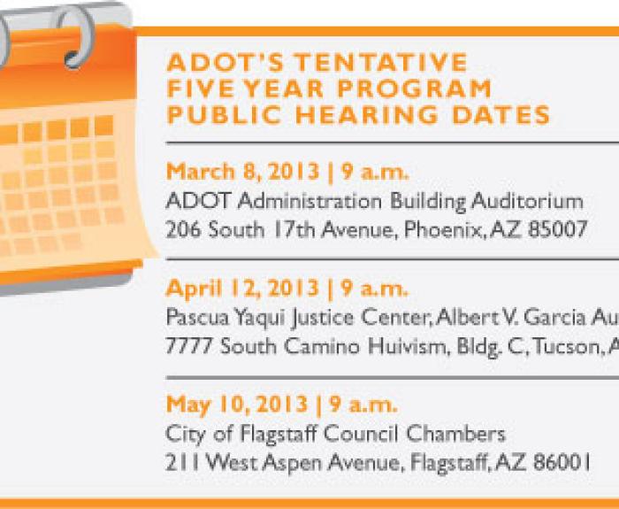 Graphic of ADOT public hearing info