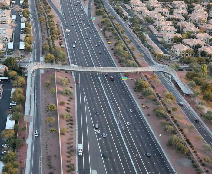 Aerial view of pedestrian bridge
