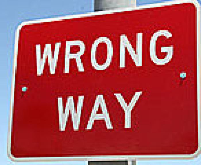 Wrong Way road sign