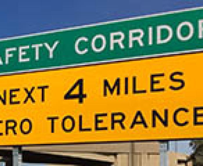 Safety corridor road sign