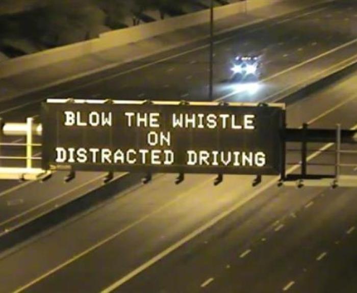 Digital Message sign Blow the whistle on distracted driving