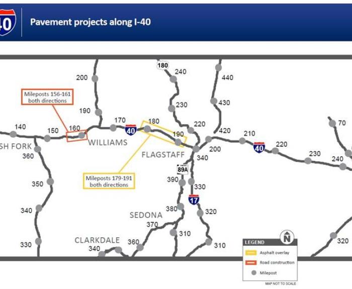 Graphic of map showing I-40