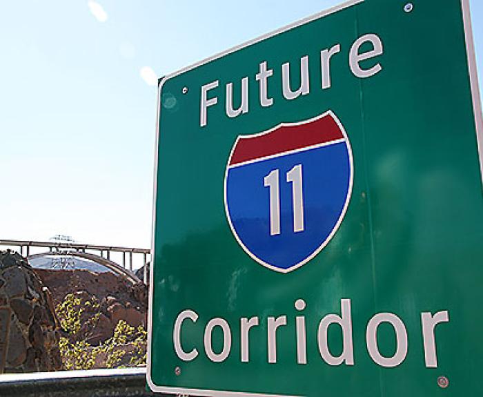 Highway sign saying Future Interstate 11 Corridor