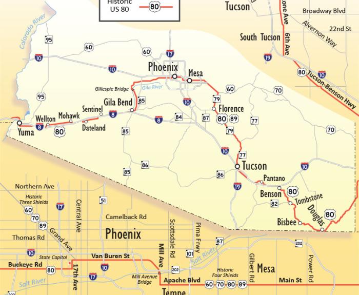 Map of US 80