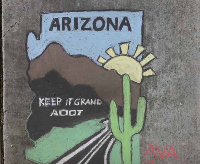Arizona Highways logo drawn in chalk