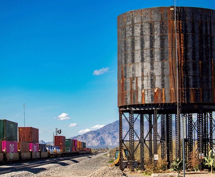 Railroad tracks and tower