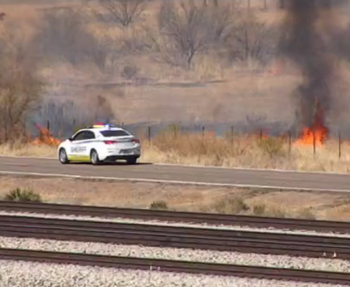 Wildfire along highway