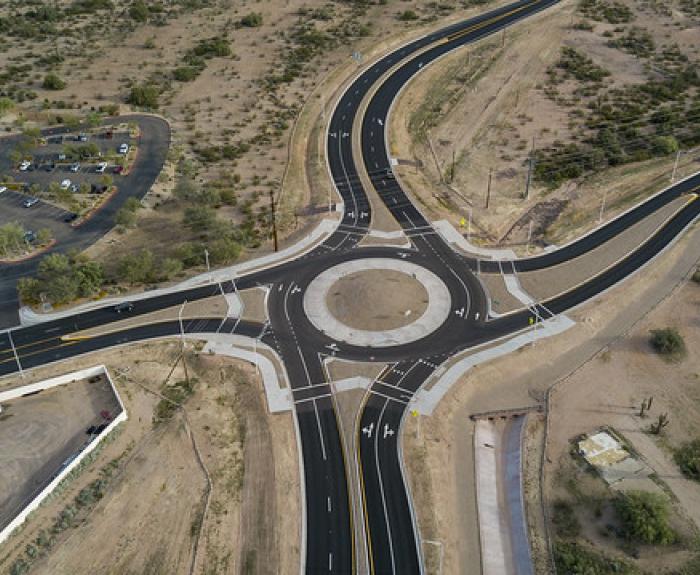 Aerial view of State Route 88 roundabout