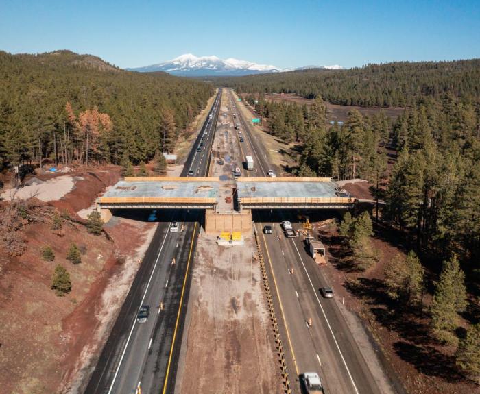 Aerial view of I-17 wildlife overpass project