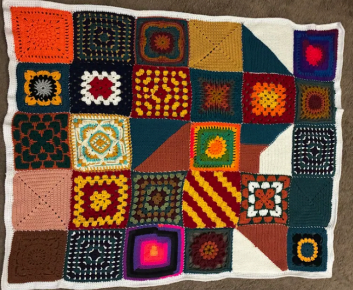 Blanket made of squares created by ADOT employees.