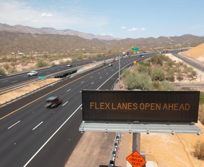 I-17 Flex Lanes Open Ahead Sign