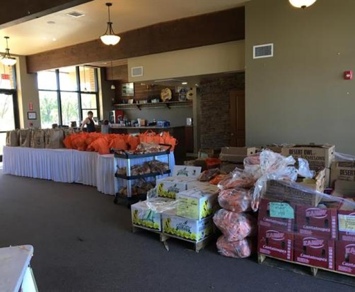 Items in bags on table ready to be donated