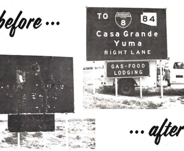 Lightning damaged road sign Casa Grande Yuma