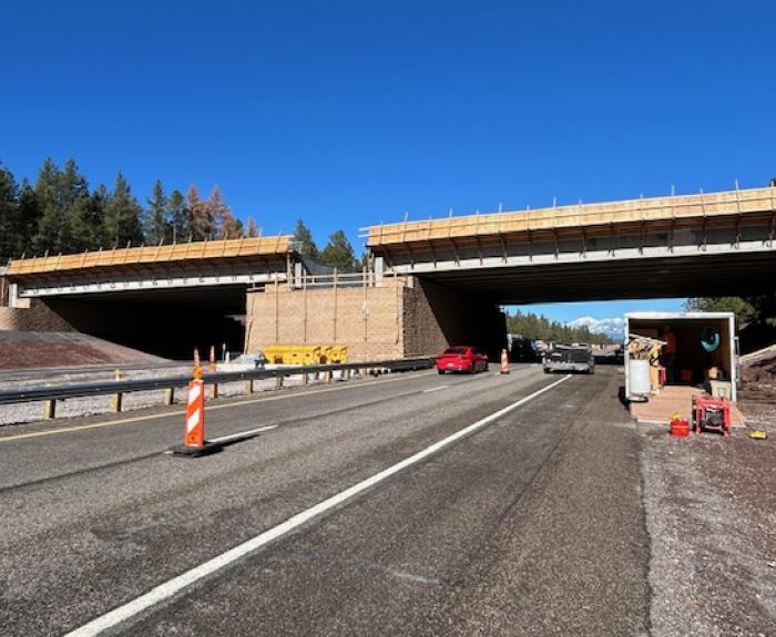 I-17 wildlife overpass under construction south of Flagstaff (ADOT photo Nov. 2025)