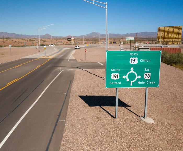 Highway roundabout in Southeastern Arizona