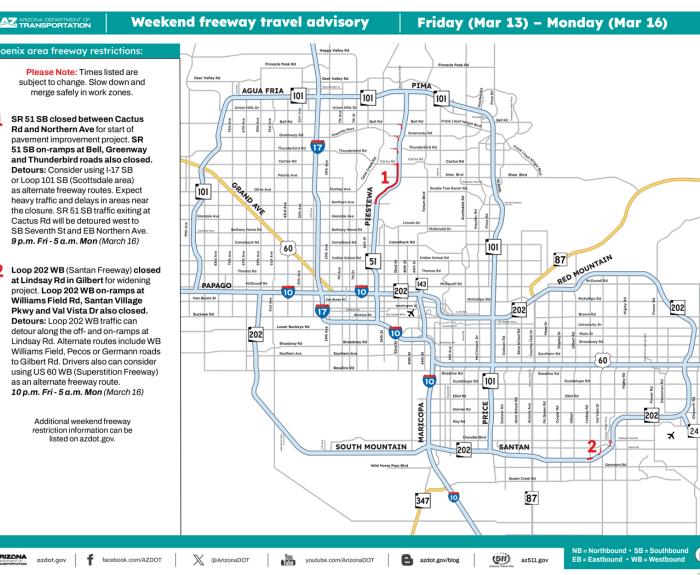 ADOT's Weekend Freeway Travel Advisory (March 13-16, 2026) - Phoenix Area