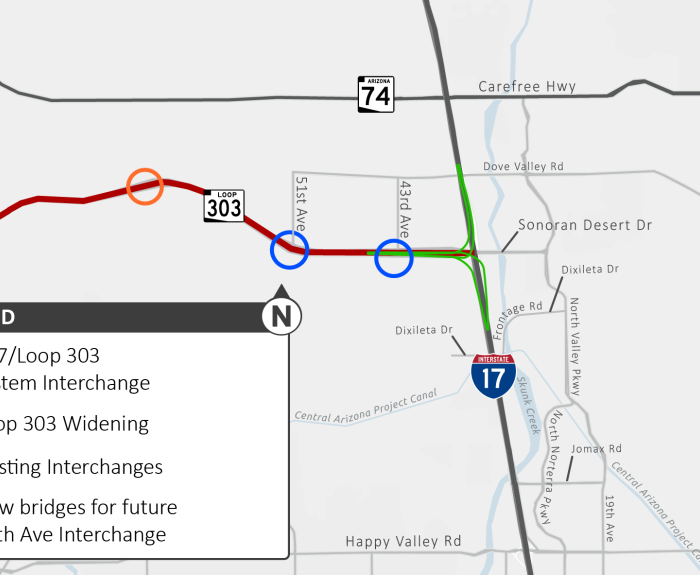Map of Loop 303 project in North Valley