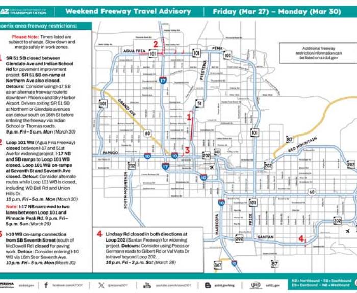 Weekend Freeway Closures Map