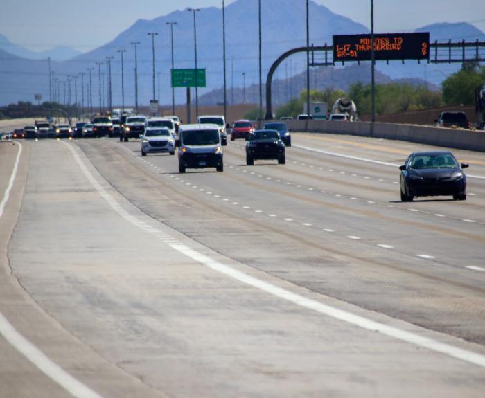 Westbound Loop 101 drivers have a new lane in areas between I-17 and 51st Ave (ADOT photo April '26)