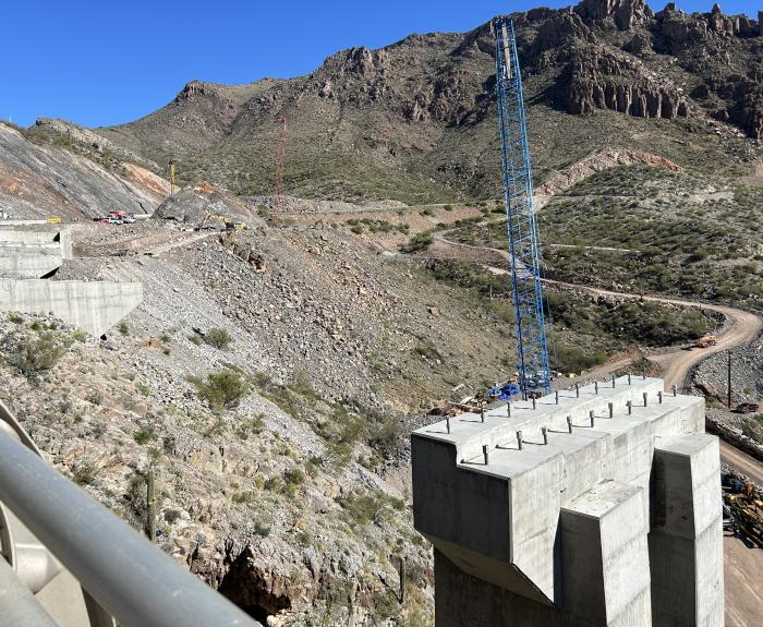 Photo of new US 60 bridge under construction east of Superior