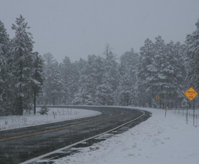 Snow on freeway