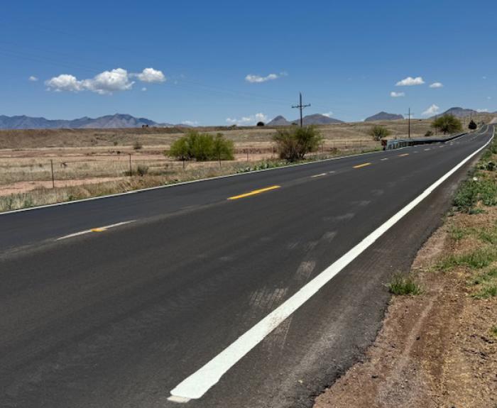 New pavement and striping on State Route 83 in Sonoita