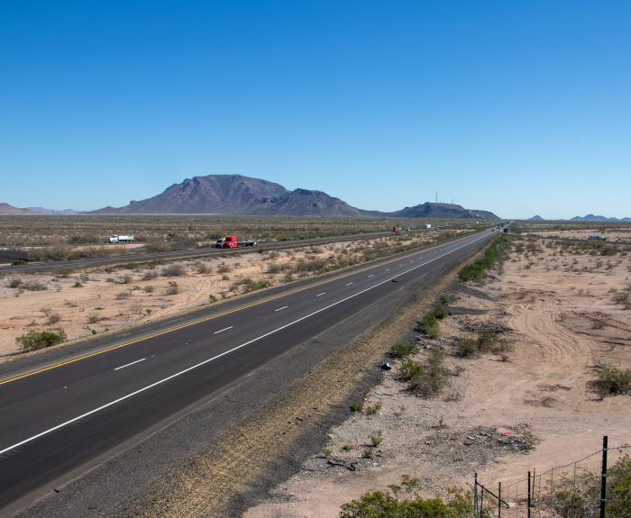 A newly repaved stretch of Interstate 10 west of the Phoenix area