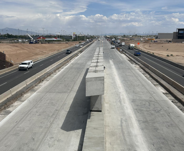 Photo of new lanes on I-10 between Kino Parkway and Country Club Road