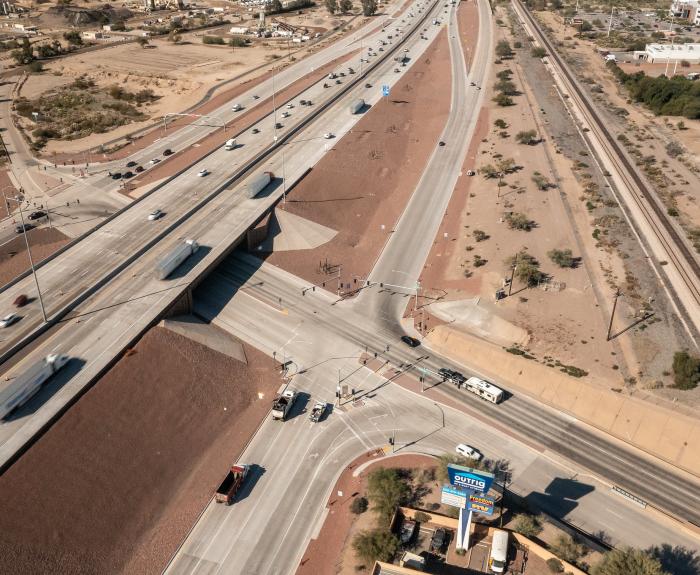 File photo of reconstructed I-10/Orange Grove Road interchange