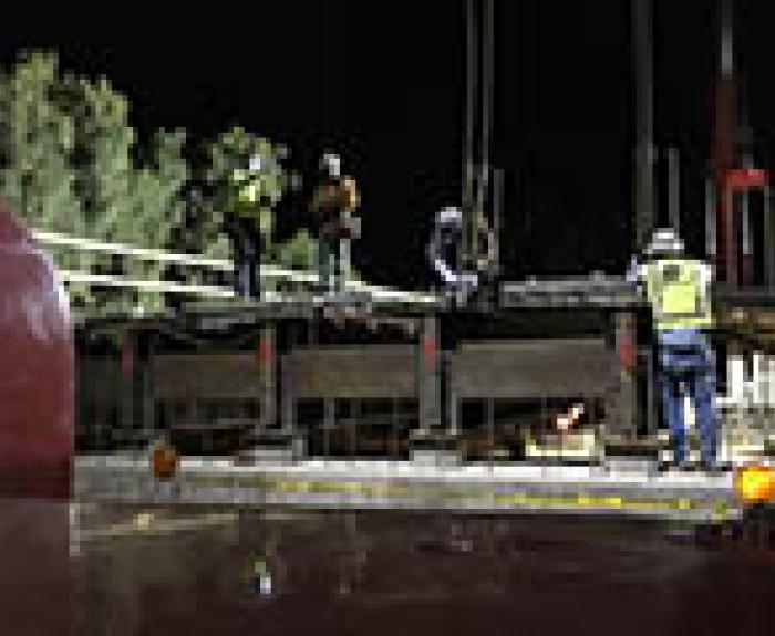 Prefabricated bridge construction along Oatman Highway