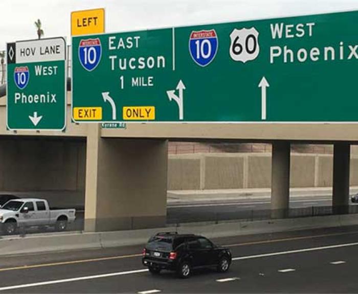 I-10 freeway signs East and West