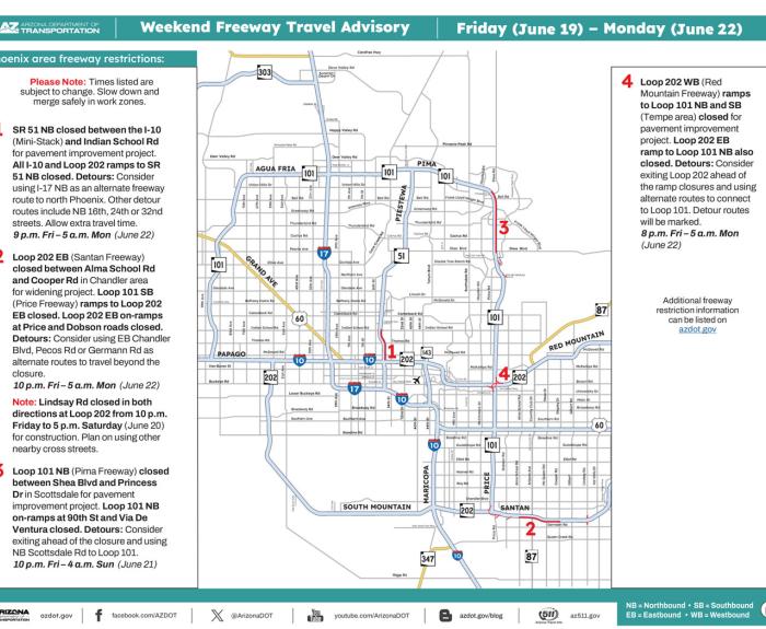ADOT's Weekend Freeway Travel Advisory (June 19-22, '26) - Phoenix Area