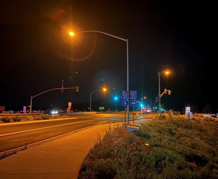 Amber LED lights at I-40 and Country Club in Flagstaff (courtesy of Stephen Williams)