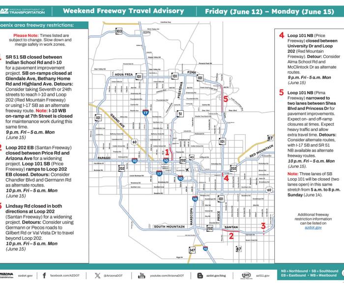 Weekend closures June 12