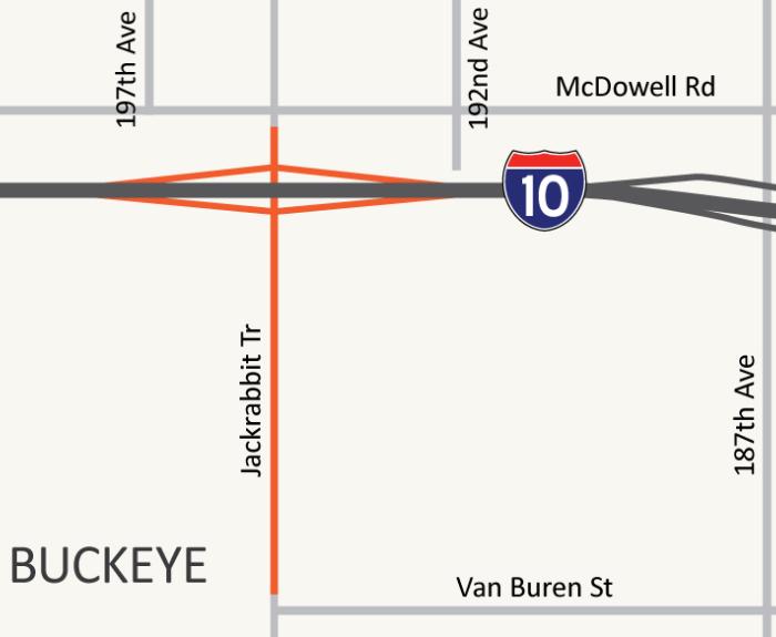 I-10 Jackrabbit Trail Interchange Project Map (ADOT August 2026)