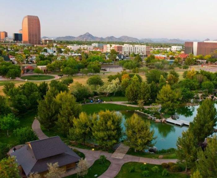 Aerial view of Hance Park.