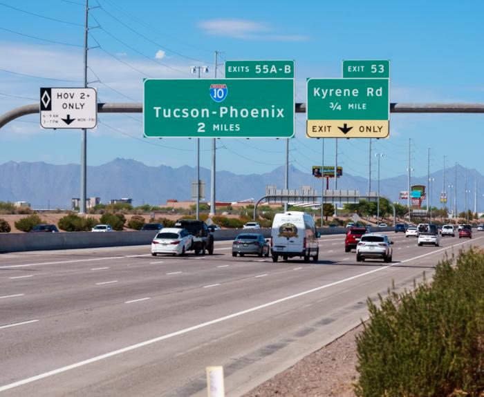 Photo of overhead signs on Loop 202 Santan Freeway