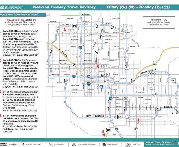 Map showing closures and restrictions.