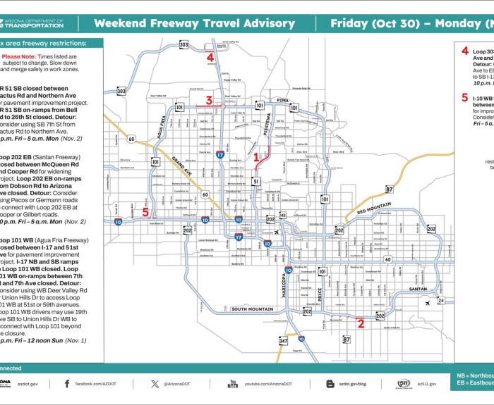 Map showing closures and restrictions.
