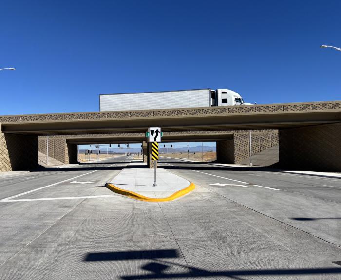 Photo of truck passing over Flying Fortress Parkway on I-40