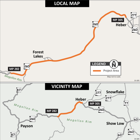 Map showing State Route 260 project area