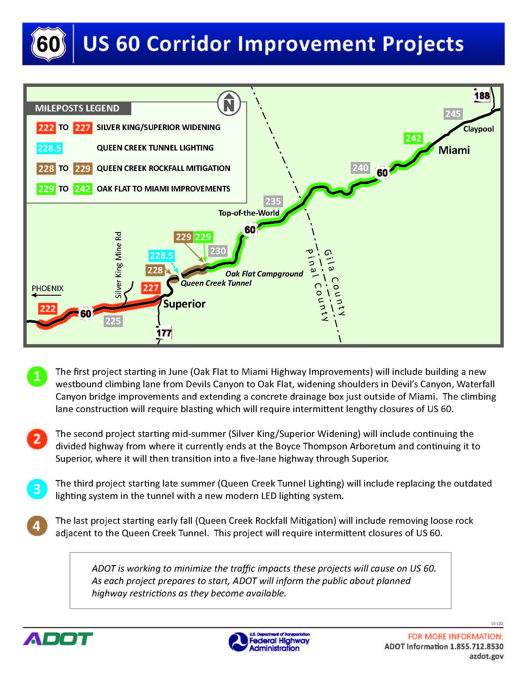 Future Improvement Projects Along US 60 Near Globe To Cause Heavy Us 60 Construction Map